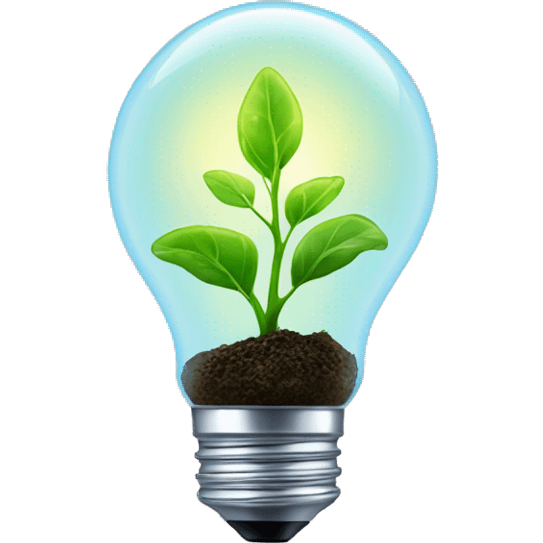 a plant sprout inside a glowing idea lightbulb emoji