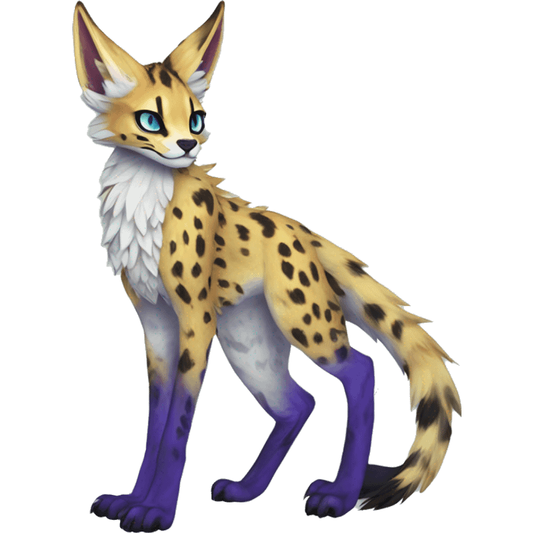 Epic Edgy Colorful ethereal eldritch Sergal-Serval-Fionbri full body  emoji