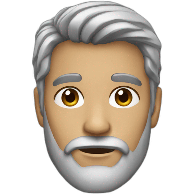 Dark hair half grey beard emoji