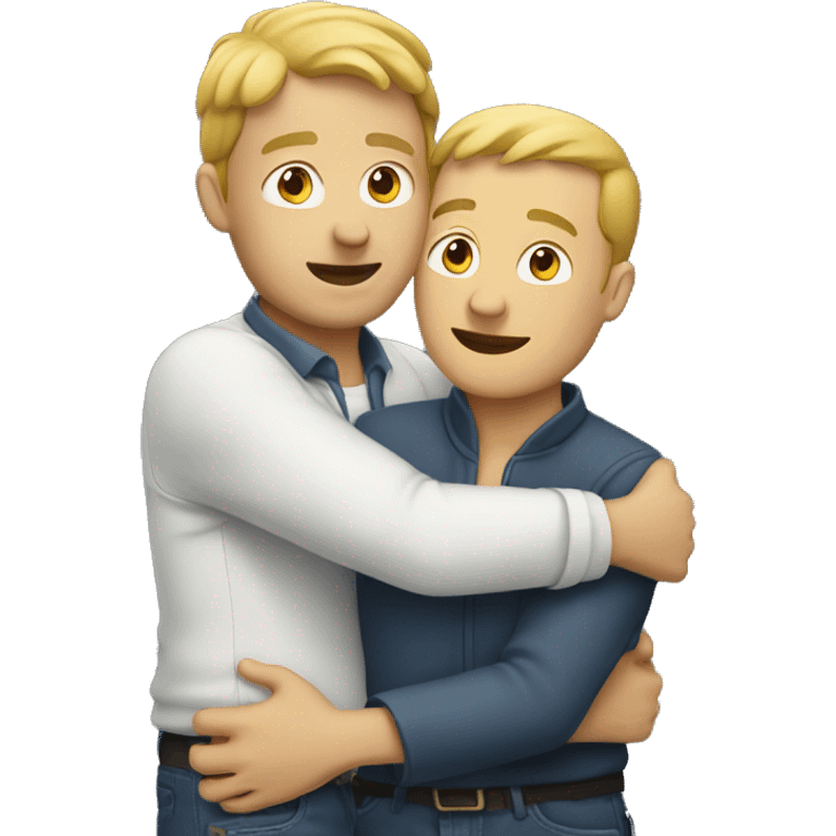 Two white man hugging  emoji