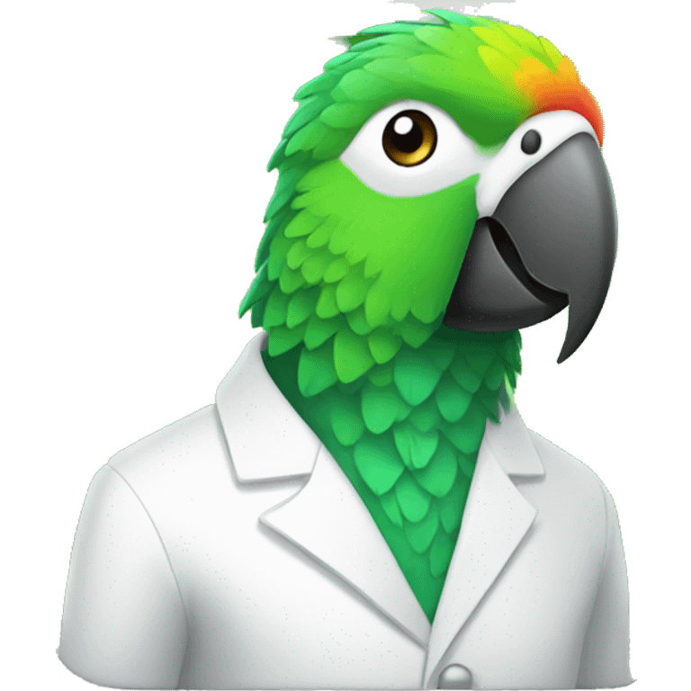 Parrot wearing a Clean room suit emoji