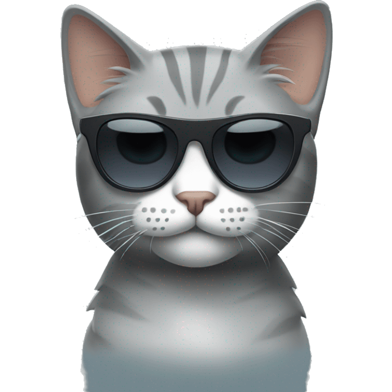 Grey lined cat with cool shades emoji