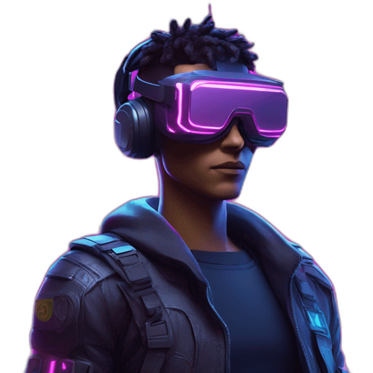 Password hero in a cyberpunk VR environment with neon lighting. emoji