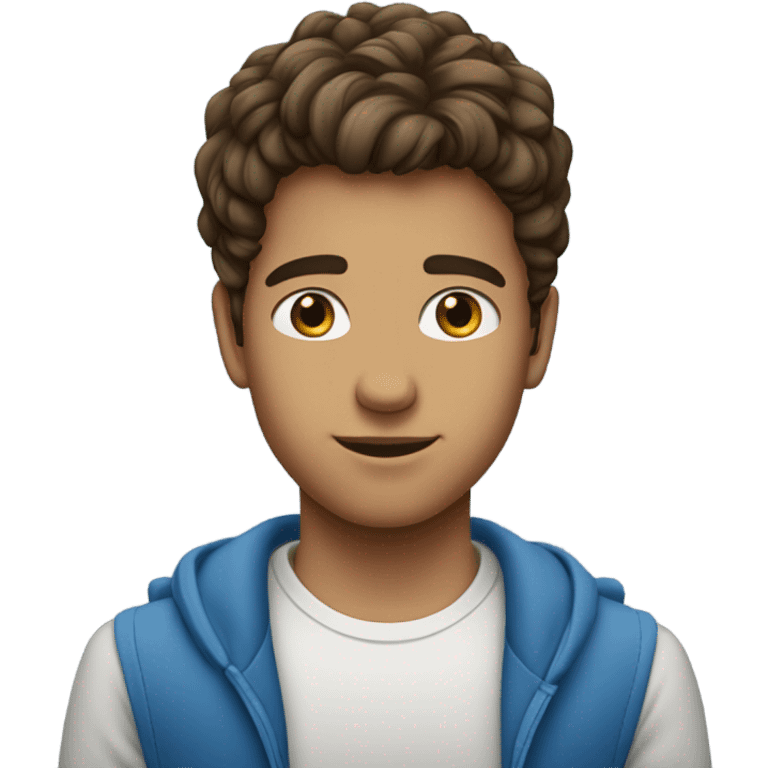 jeune homme cheveux bruns yeux bleus emoji