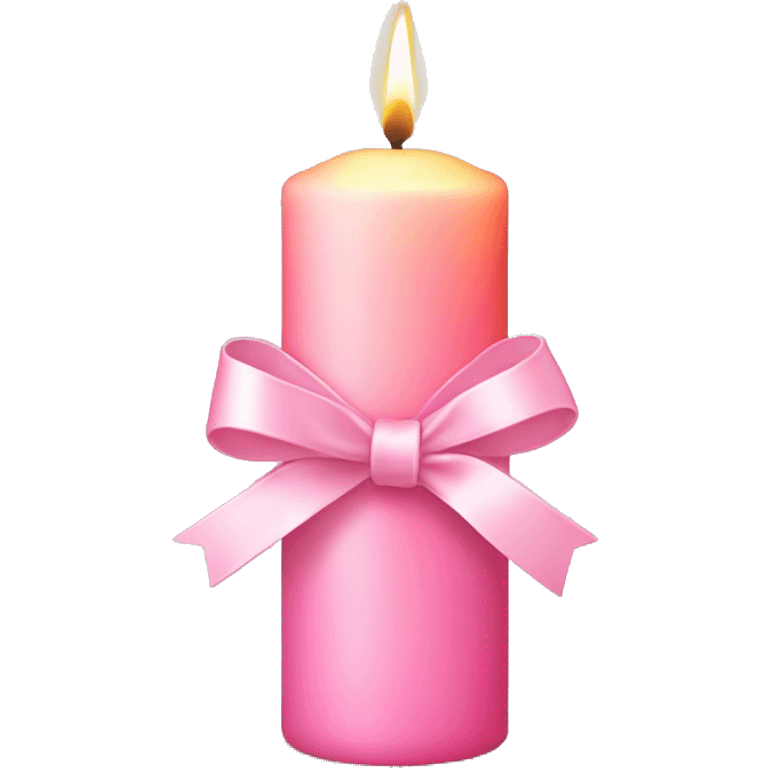 Classic candle with baby pink ribbon around it emoji