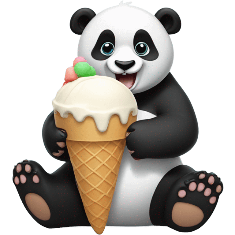 Panda eating ice cream emoji