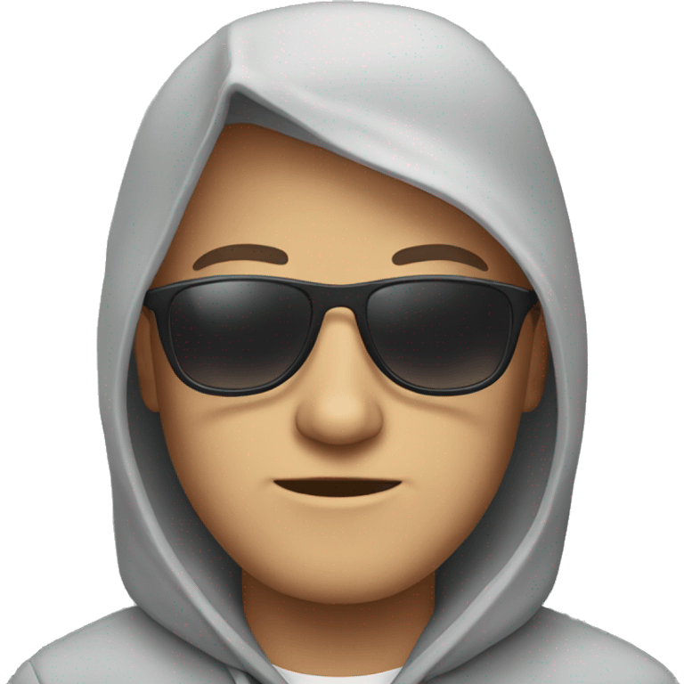 White Person in grey hoodie wearing sunglasses emoji