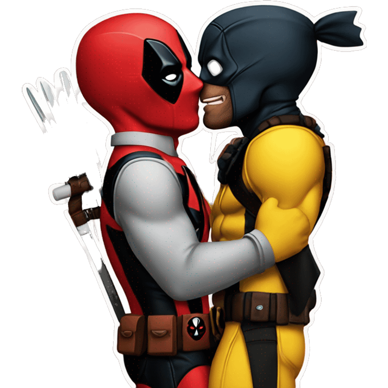 Deadpool kissing Wolverine emoji