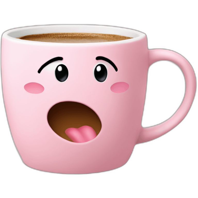 Hot coffee in a light pink matte mug emoji