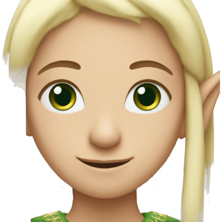 Elf with blonde hair and green eyes emoji