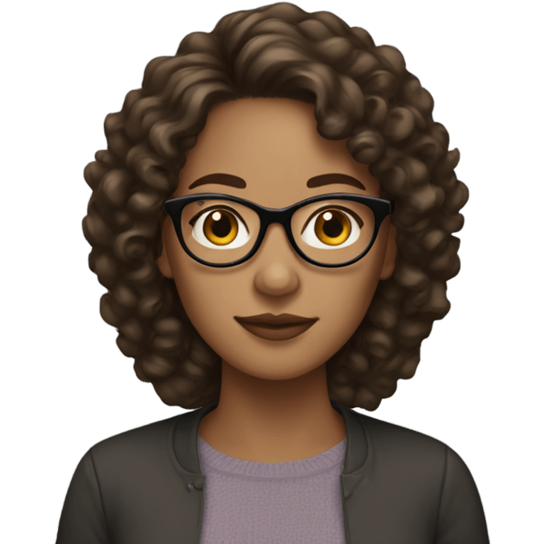 woman with glasses, light skin, and dark brown curly hair emoji