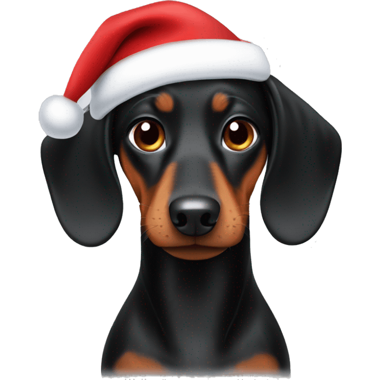 Black dachshund in a Santa hat emoji