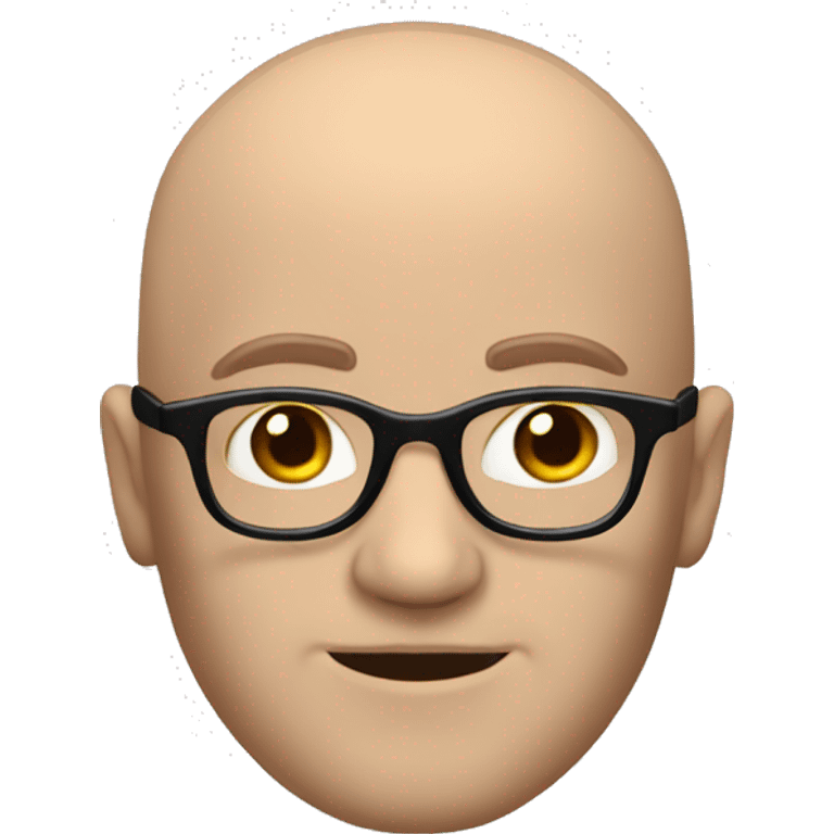 Bald white Man with brown hair, thick black glasses, smirking emoji