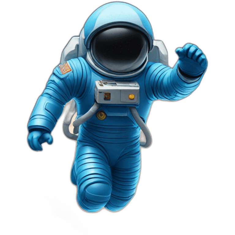 blue spaceman in a blue suit flying straight up into space emoji