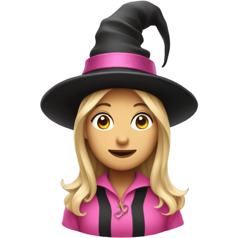 a witch with a pink top hat emoji