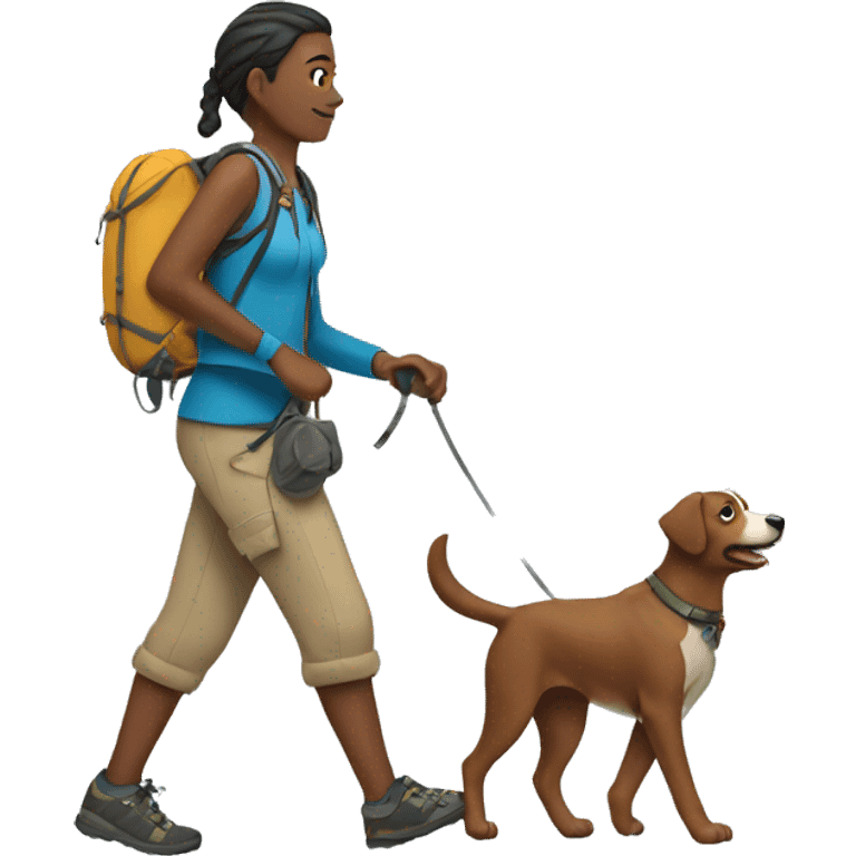 person hiking with dog emoji