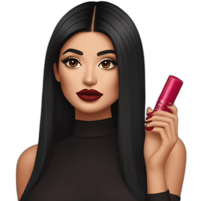 Kylie Jenner holding her lipstick lips emoji