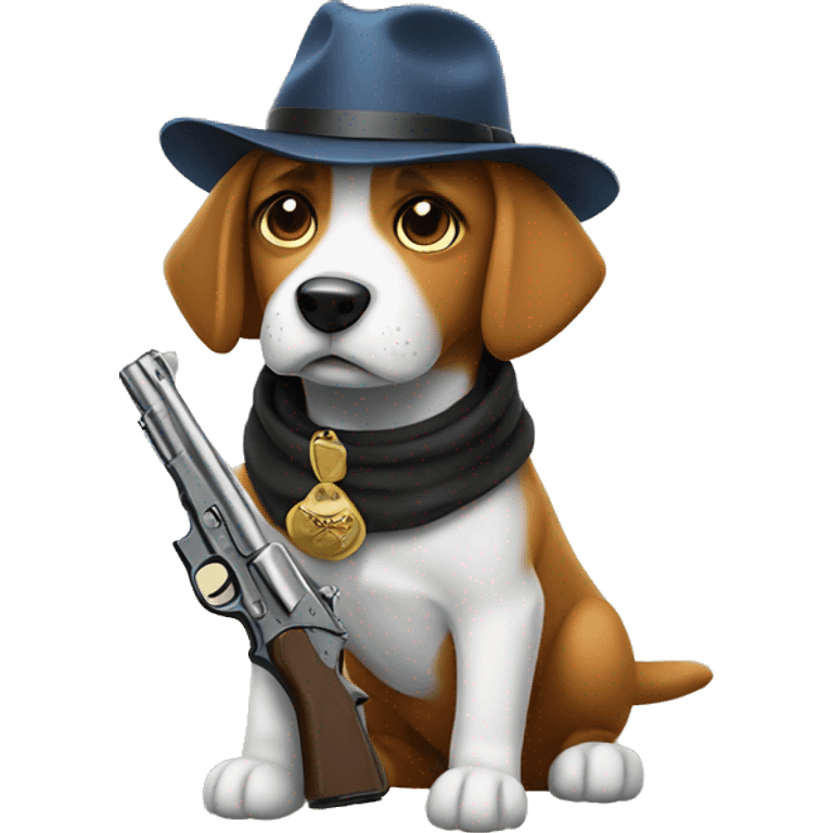 dog with a gun with hat emoji