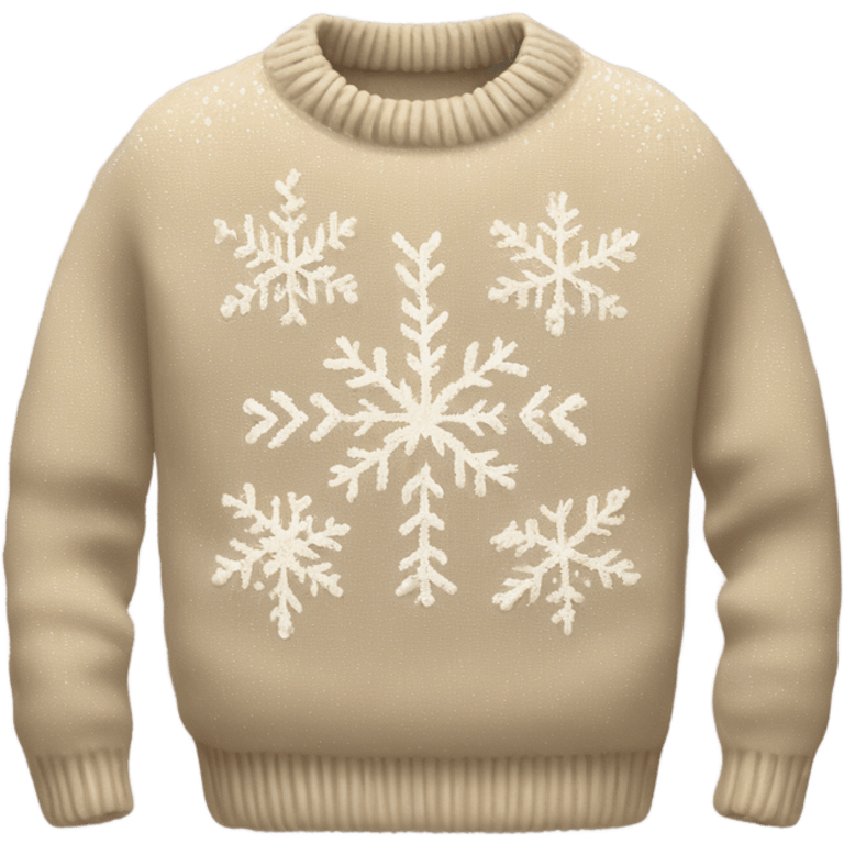 cozy knitted beige sweater with a snowflake design emoji