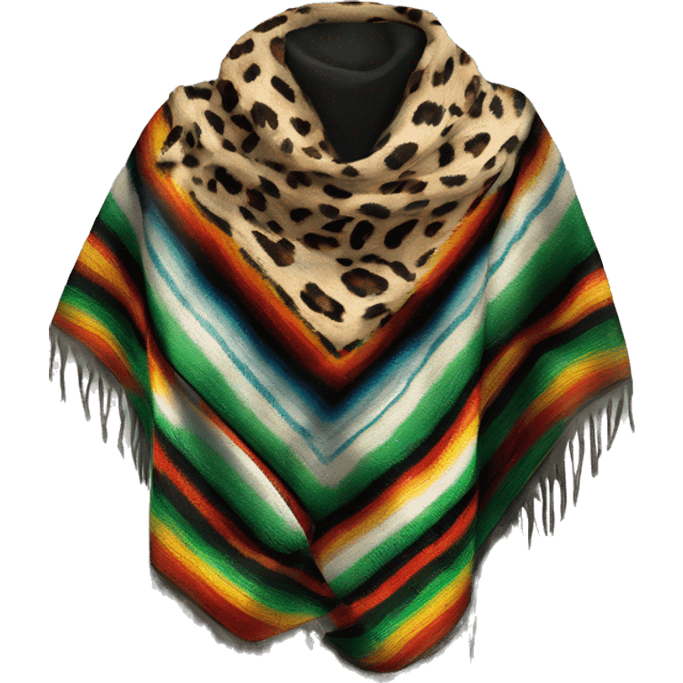 Realistic isolated serape with leopard print pattern winter scarf.  emoji