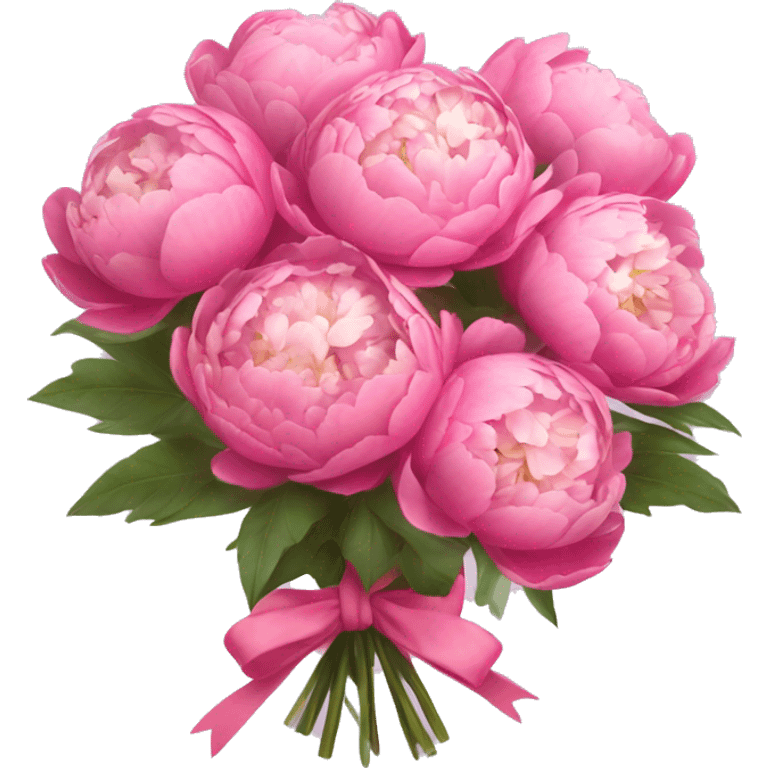 a bouquet of peonies with a little coquette bow emoji