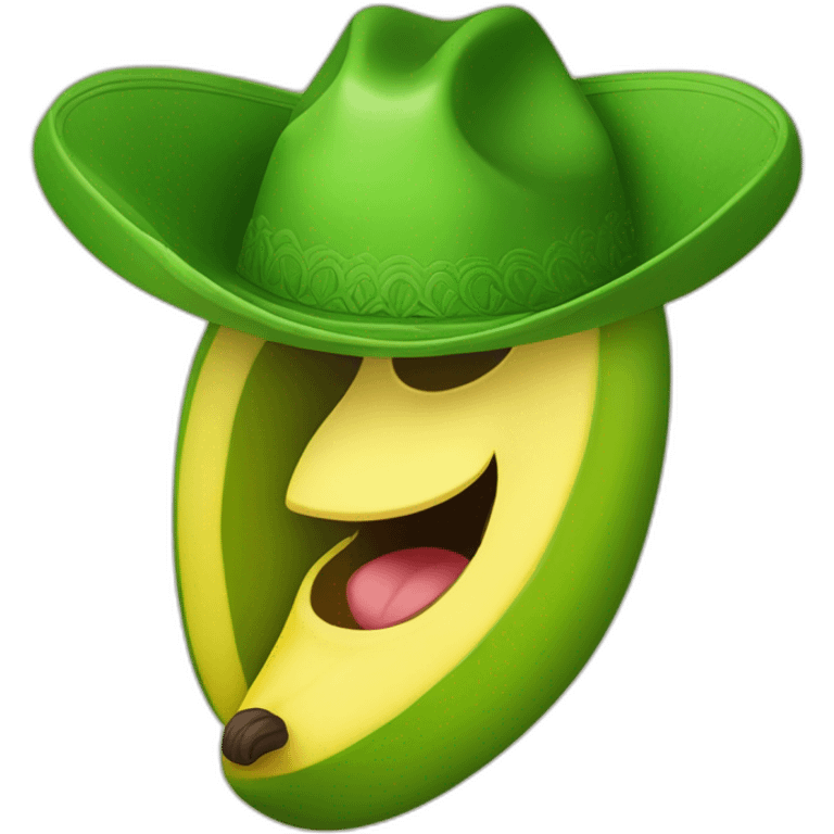 un cuerpo de platano verde que tenga un bigote y un sombrero de paja emoji