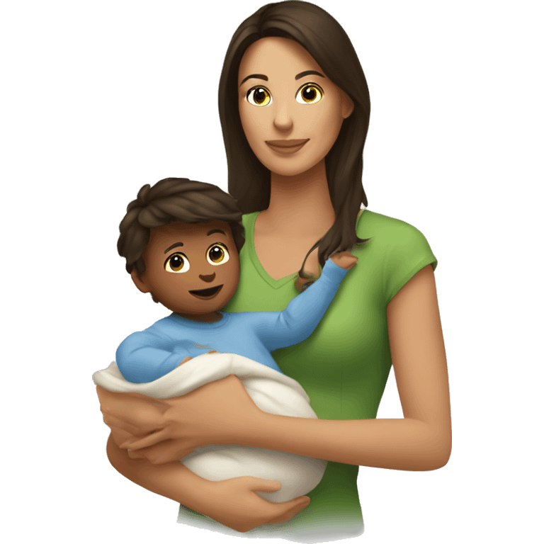 Brunette mom with baby boy emoji