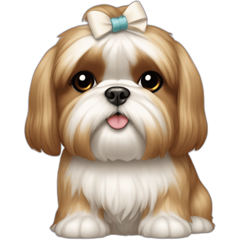 Dog Shih Tzu with a bow on head full-body emoji