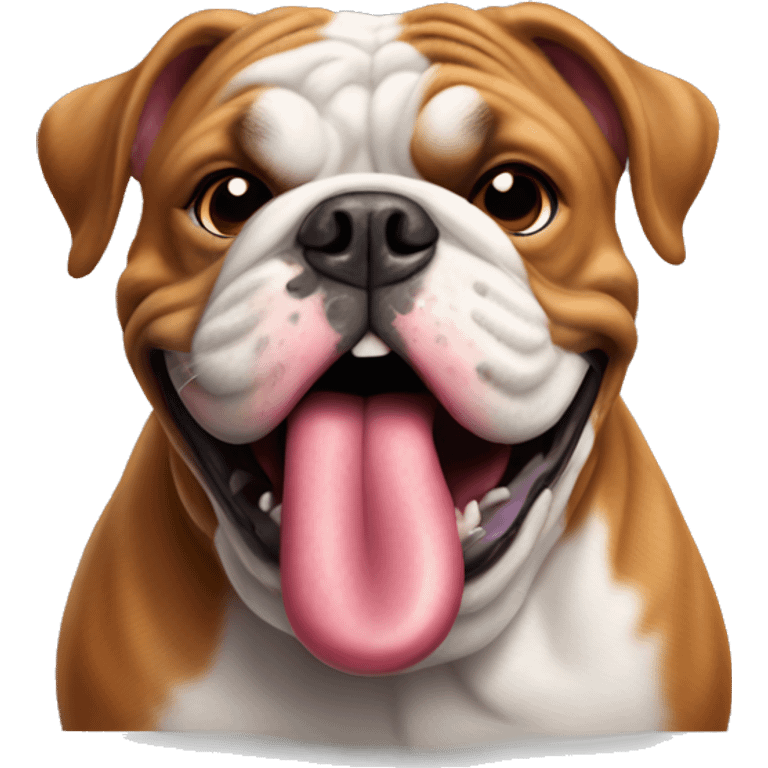 Red English bulldog fat tongue out  emoji