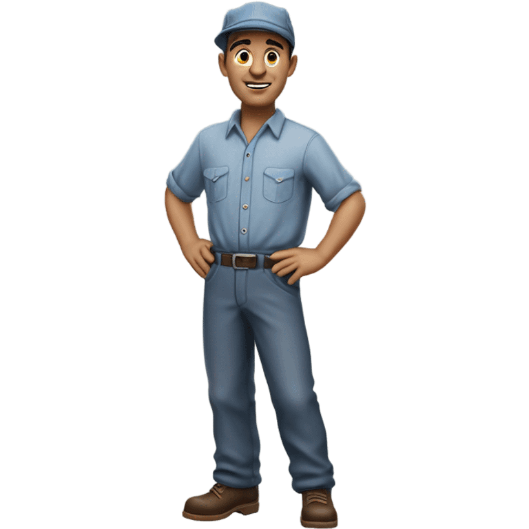 photorealistic blue collar worker 1950s emoji