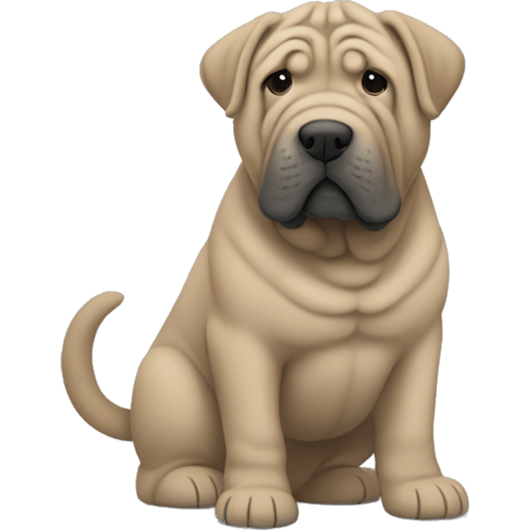 Grey Shar Pei crossing over a rainbow bridge emoji