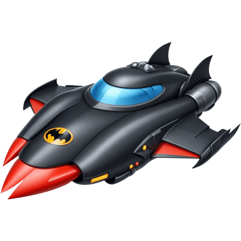 batmobile riding a rocket ship boom! emoji