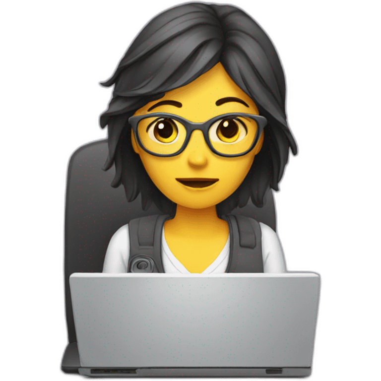 exhausted woman programmer with computer emoji