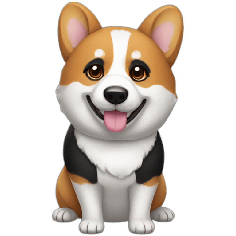 Corgi body wearing panda costume emoji