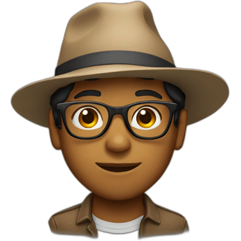 A brown boy wearing glasses and a hat emoji