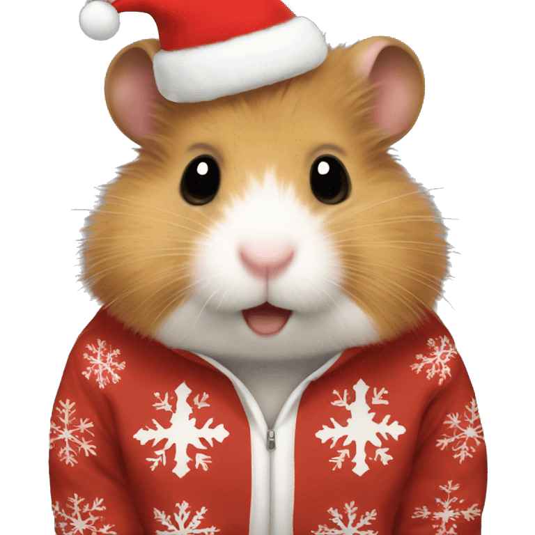 Fluffy brown hamster wearing a christmas Sweatshirt  emoji