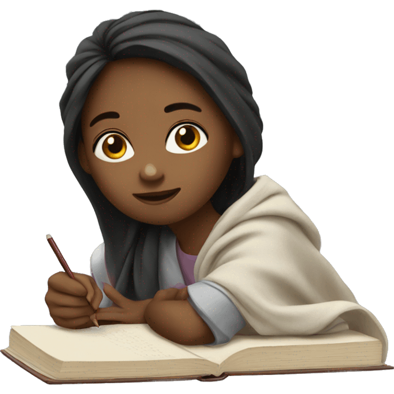 girl studying with blanket emoji