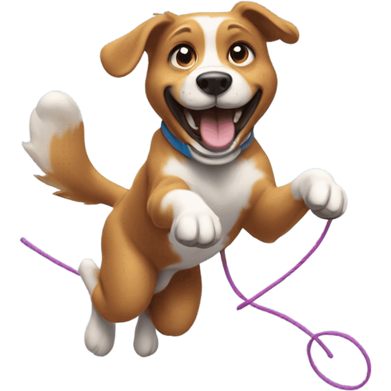 Dog playing jump rope  emoji