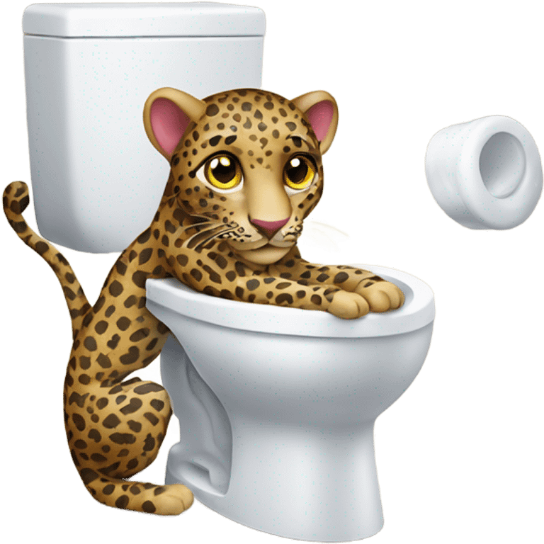 Leopard in a toilet emoji