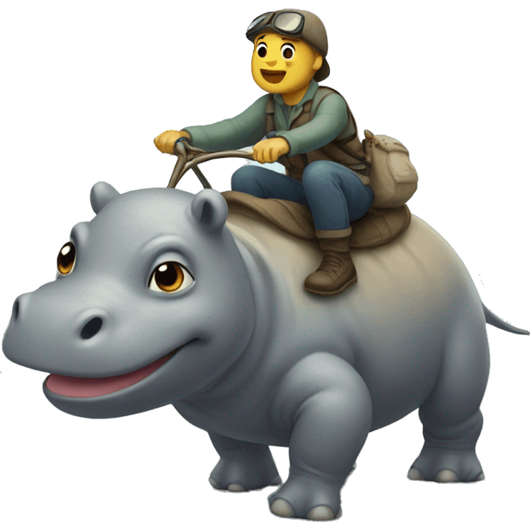 Grogu riding a small hippo emoji