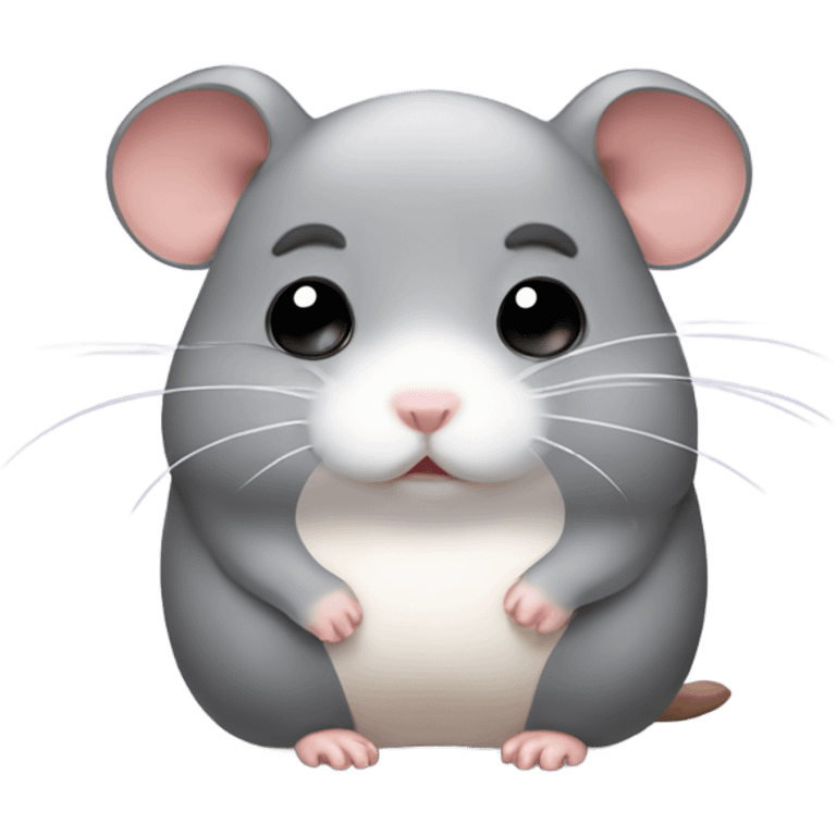 Sad grey hamster with a bow emoji