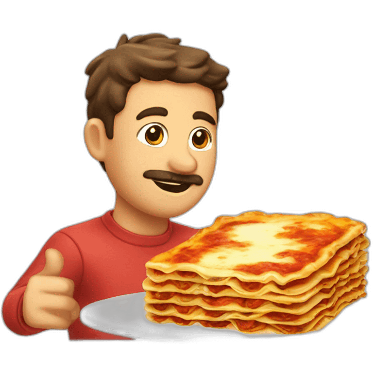 Un castor  entrain de manger des lasagnes emoji