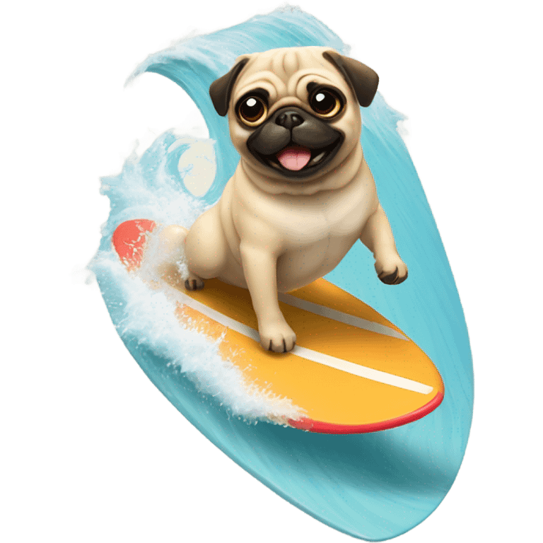 Pug surfing  emoji