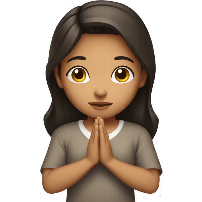 brunette young praying emoji