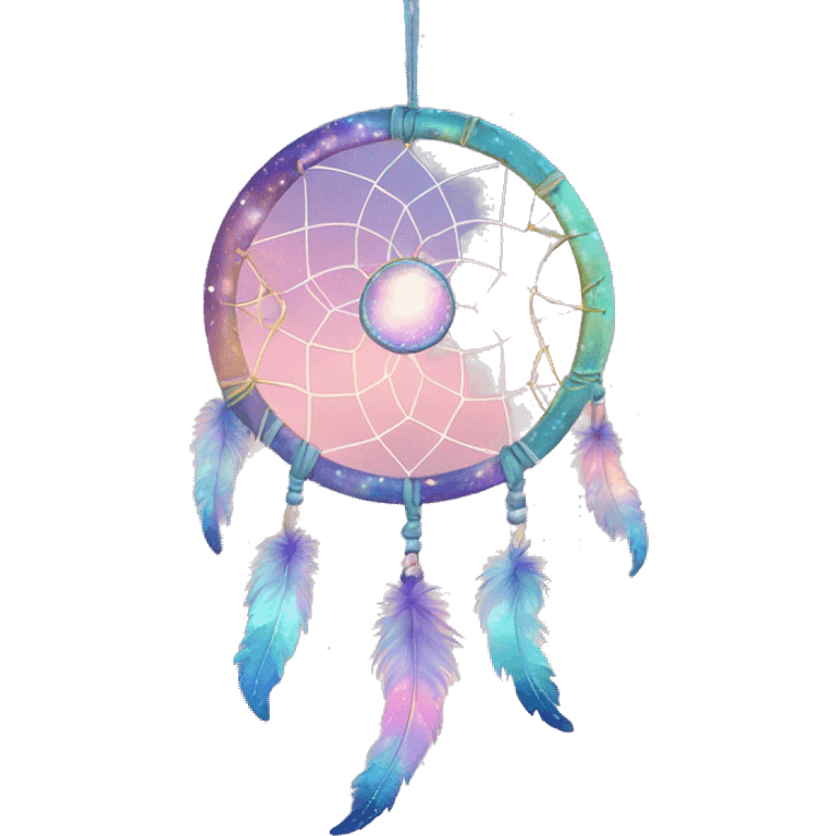 Sparkly moon-and-stars-galaxy dreamcatcher emoji