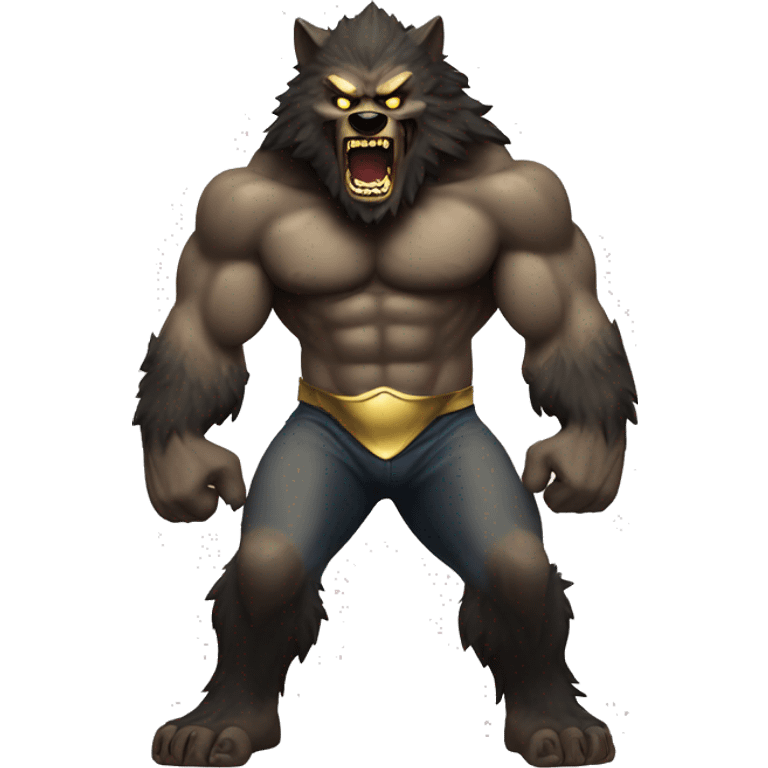 Muscular Wolfman with gold fangs emoji