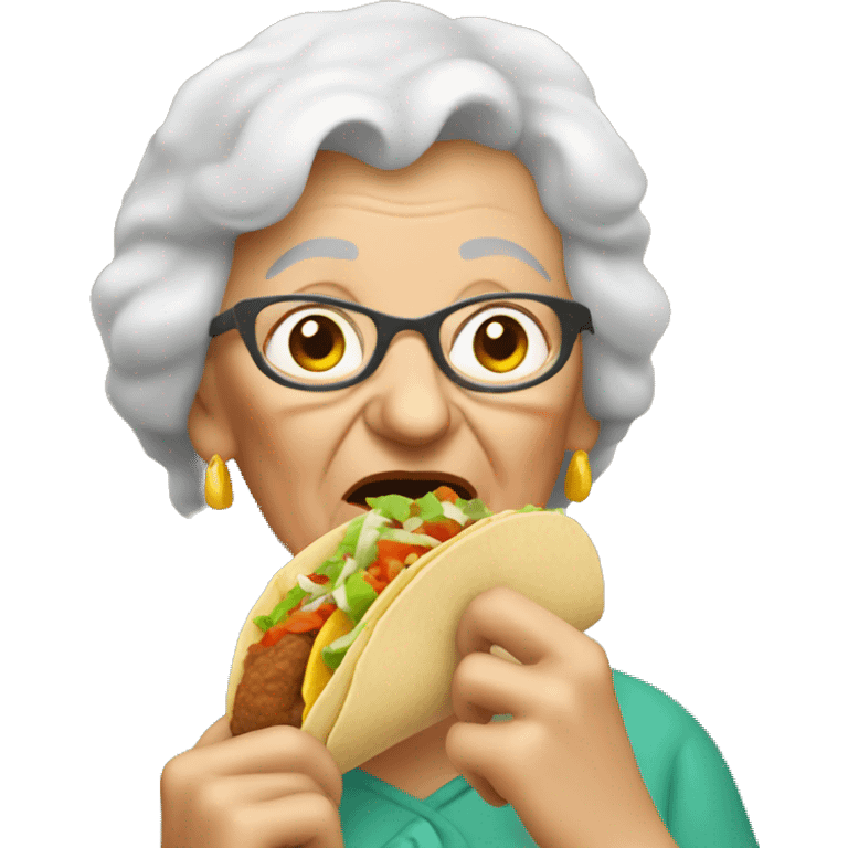 grandma eating a taco emoji