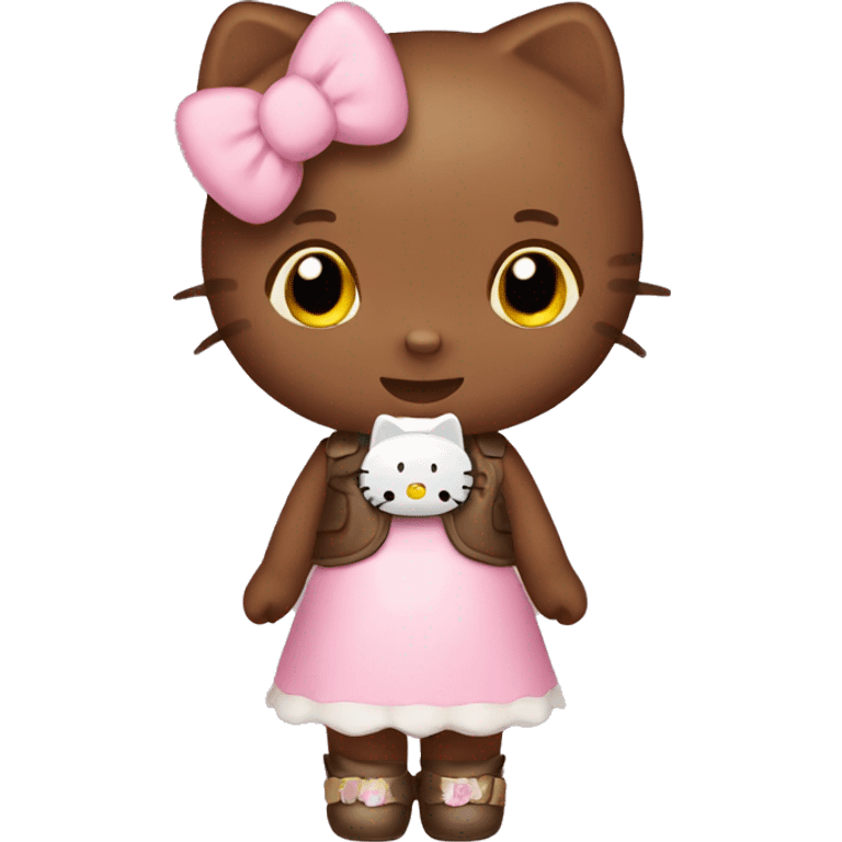 Hello kitty with brown hello kitty emoji