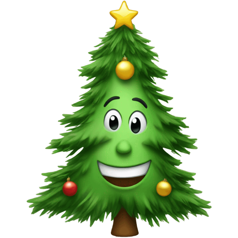 Christmas tree with happy face emoji