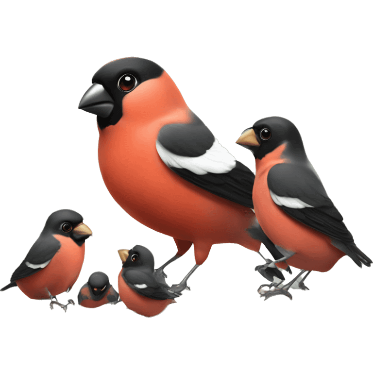 Bullfinch aduld and babies emoji